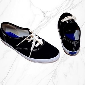 KEDS Women's Champion Black Canvas Sneakers